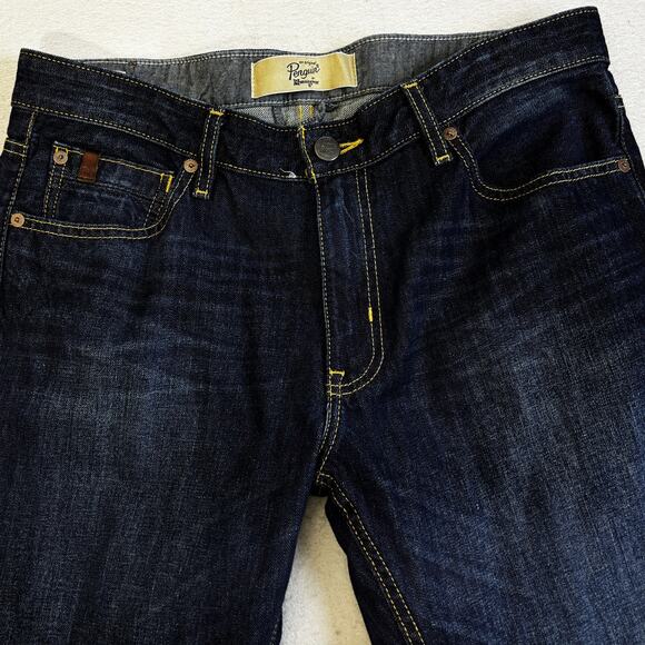 Penguin White Oak Cone Denim Jeans Mens 33x32 Slim Blue Munsingwear Dark Wash - Picture 4 of 12